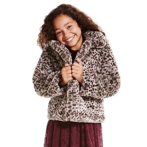 GAP Kids Cheetah Print Faux Fur Coat